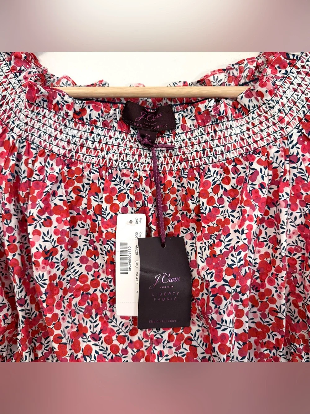 NWT J.Crew Liberty London Wiltshire Floral Smocked Crop Top Medium